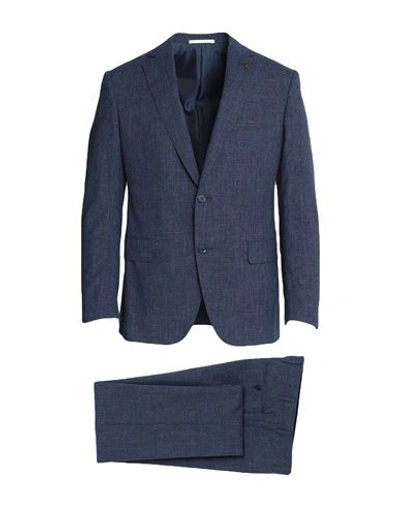 Shop Pal Zileri Man Suit Navy Blue Size 50 Wool, Cotton, Linen, Elastane