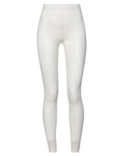 Shop Bonsui Woman Leggings Ivory Size S Polyester, Elastane In White