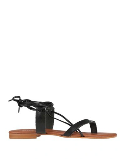 Esther Woman Thong Sandal Black Size 7 Cowhide In Black