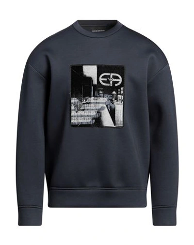 Shop Emporio Armani Man Sweatshirt Slate Blue Size L Modal
