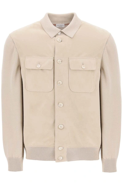 Shop Brunello Cucinelli Hybrid Jacket In Beige