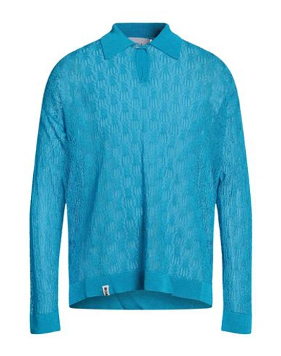 Shop Bonsai Man Sweater Azure Size L Rayon, Polyamide In Blue