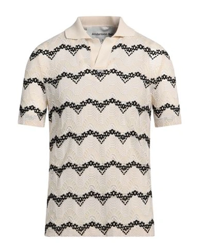 Andersson Bell Geometric Knitted Polo Shirt In Beige