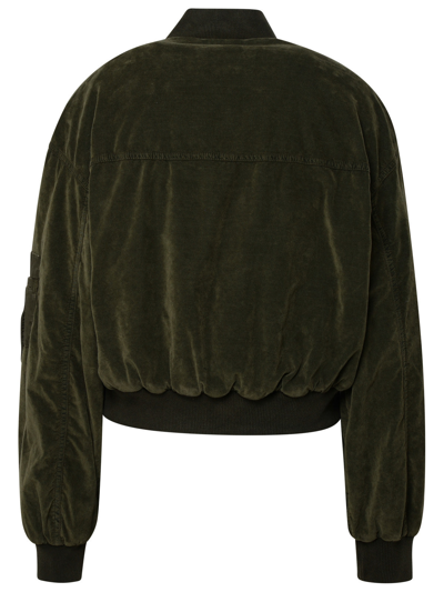 Shop Blumarine Woman  Green Velvet Bomber Jacket