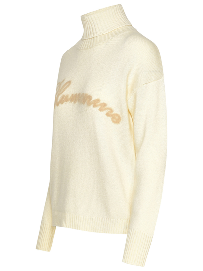 Shop Blumarine Woman Cream Cashmere Blend Turtleneck Sweater In White