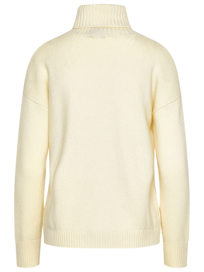 Shop Blumarine Woman Cream Cashmere Blend Turtleneck Sweater In White