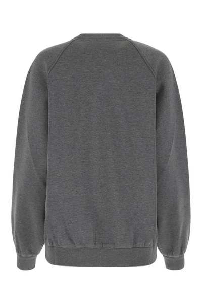 Shop Prada Woman Grey Cotton Blend Oversize Sweatshirt In Gray