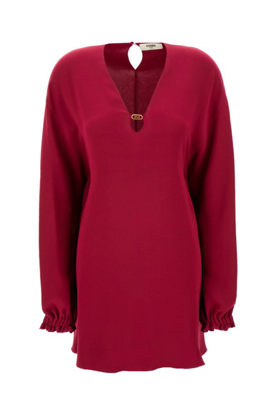 Shop Fendi Cady Dress In Red