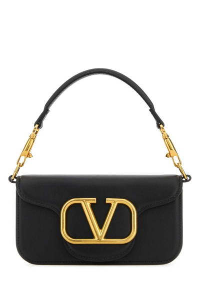 Shop Valentino Locò Vlogo Plaque Foldover Top Shoulder Bag In Black