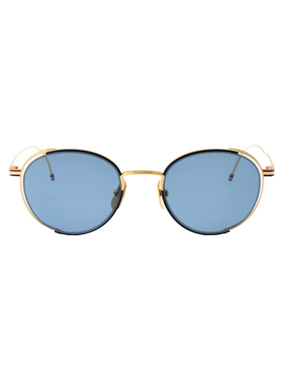 Shop Thom Browne Eyewear Round Frame Glasses In Gold