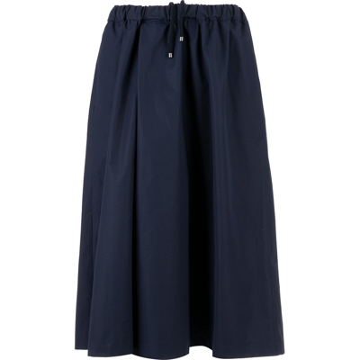 Shop Aspesi Pleated Drawstring Midi Skirt In Navy