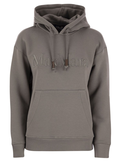 Shop 's Max Mara Logo Embroidered Drawstring Hoodie In Grey