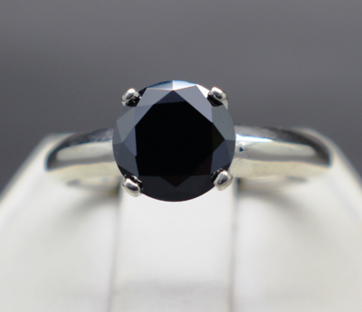 Pre-owned Black Diamond 1.73cts 7.97mm  Treated Engagement Size 7 Ring & $1065 Value In Fancy Black