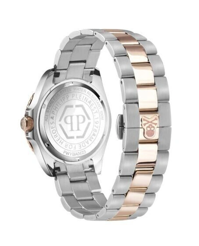 Pre-owned Philipp Plein Gmt-i Challenger (pwyba0623) Men's Rose/silver Band Quartz Watch