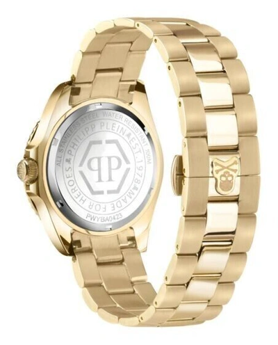 Pre-owned Philipp Plein Gmt-i Challenger (pwyba0423) Men's Stainless Steel Gold Watch