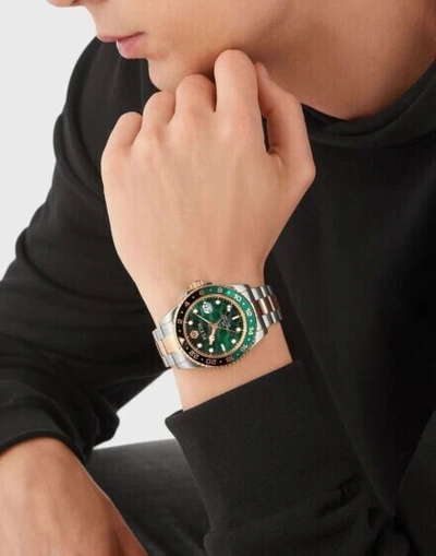 PHILIPP PLEIN Pre-owned Gmt-i Challenger (pwyba0623) Men's Rose/silver Band Quartz Watch