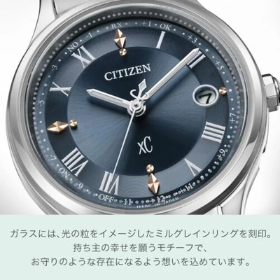 Pre-owned Citizen Xc Es9490-61l Hikari Collection Blue Dial Eco-drive Titanium Watch Women