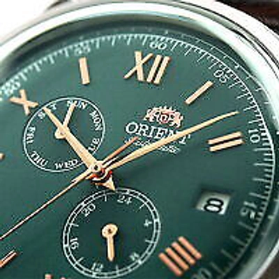 Pre-owned Orient Bambino Automatic Mechanical Rn-ak0703e Green Men's Watch In Box