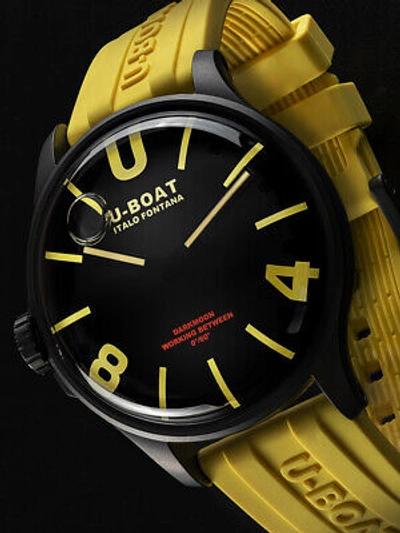 Pre-owned U-boat 9522 Darkmoon Yellow Ipb 44mm 5atm