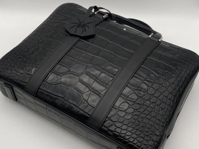 Pre-owned Montblanc Croco Embossed Leather Selection Document Case 100% Genuine $1950 In Black