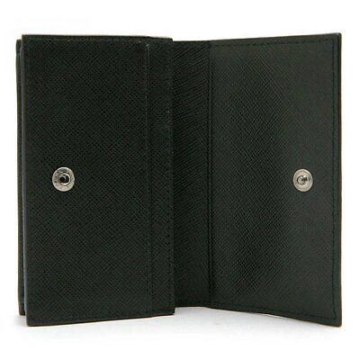 Pre-owned Prada Mens Saffiano Flap Card Holder Wallet Black 2mc122