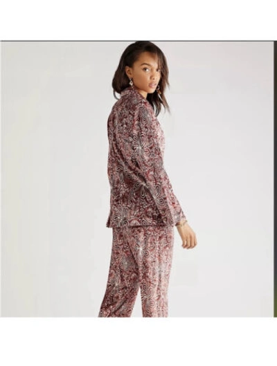 Pre-owned Free People X Minkpink Womens Paisley Velvet Suit Set Blazer & Pant Size Xs In Multicolor