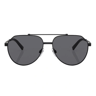 Pre-owned Dolce & Gabbana Dg 2288 110681 Matte Black Metal Sunglasses Grey Polarized Lens In Gray