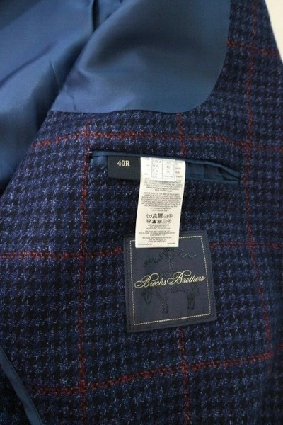 Pre-owned Brooks Brothers Mens E. Thomas 40r Luxury Long Coat Blue Multi Nwt$1,698.00