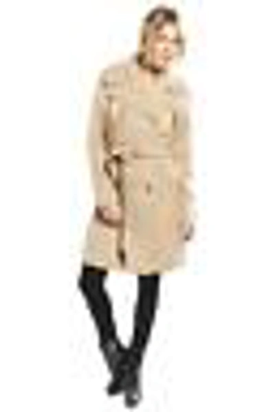 Pre-owned Ted Baker Inesa Beige Double Breasted Coat Mac Trench Coat Mid Thigh Length