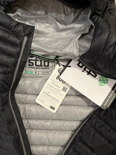 Pre-owned Stio Mens Pinion 800 Down Hooded Jacket Medium. Mountain Abyss Msrp $285 In Gray