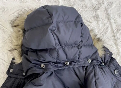Pre-owned Polo Ralph Lauren Parka Jacket Mens M Down Hooded Coat Faux Fur Navy $598 In Blue