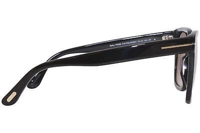 Pre-owned Tom Ford Selby Tf952 01d Sunglasses Women's Shiny Black/polarized Smoke 55mm In Gray