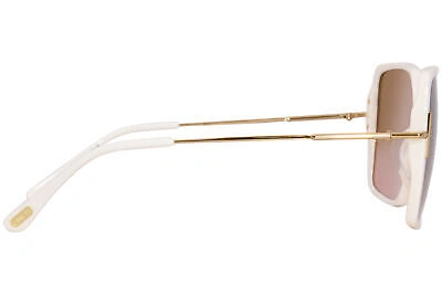 Pre-owned Tom Ford Joanna Tf1039 25f Sunglasses Women's Shiny Ivory/amber Gradient 59mm In Brown