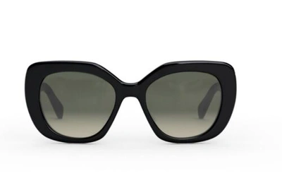 Pre-owned Celine Cl40226u 01f Triomphe Oval Women Sunglasses Black Gold Grey Authentic In Gray