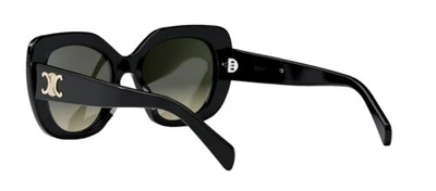Pre-owned Celine Cl40226u 01f Triomphe Oval Women Sunglasses Black Gold Grey Authentic In Gray