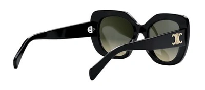 Pre-owned Celine Cl40226u 01f Triomphe Oval Women Sunglasses Black Gold Grey Authentic In Gray