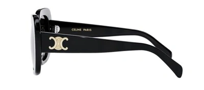 Pre-owned Celine Cl40226u 01f Triomphe Oval Women Sunglasses Black Gold Grey Authentic In Gray