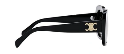Pre-owned Celine Cl40226u 01f Triomphe Oval Women Sunglasses Black Gold Grey Authentic In Gray