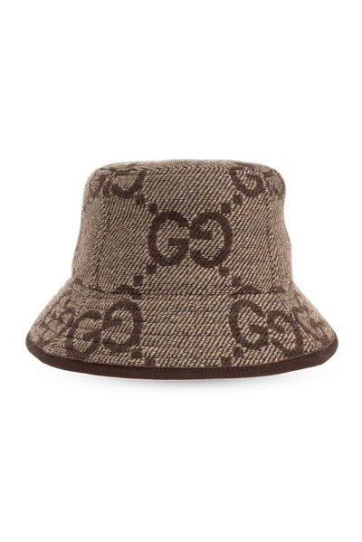 Shop Gucci Monogrammed Bucket Hat In Brown