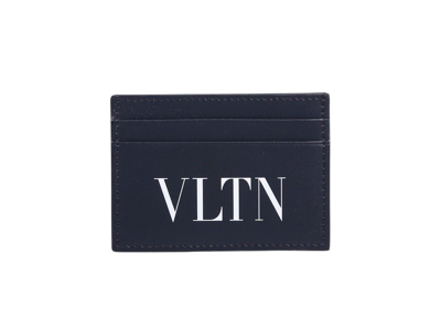 Shop Valentino Logo Printed Cardholder In Blue