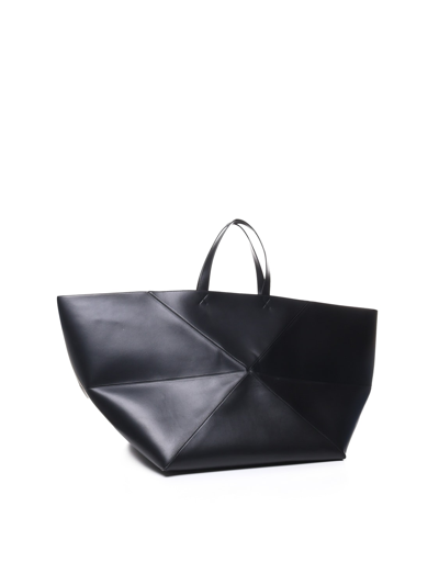 Shop Loewe Xxl Puzzle Fold Tote Bag In Shiny Calfskin In Black