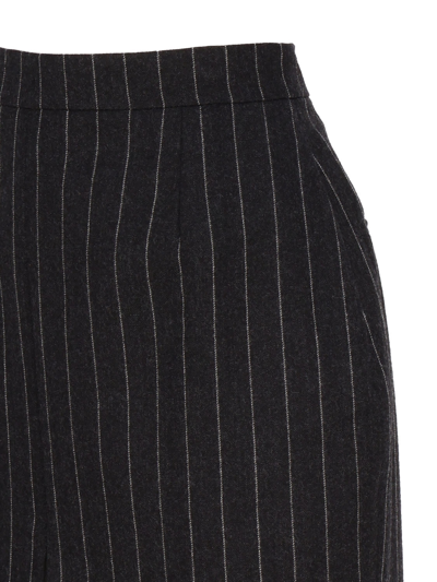 Shop Saint Laurent Pinstriped Wool Morning Skirt In Antrachite