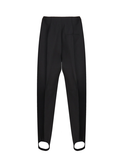 Shop Bottega Veneta Structured Cotton Stirrup Trousers In Black