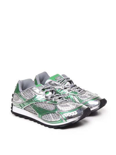 Shop Bottega Veneta Orbit Sneakers In Grey, Green