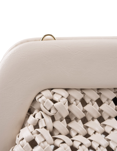 Shop Themoirè Cloud Bios Knots Shiny Clutch Bag In White