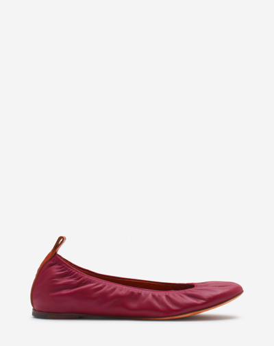 Shop Lanvin The Leather Ballerina Flat For Women In Sequoia