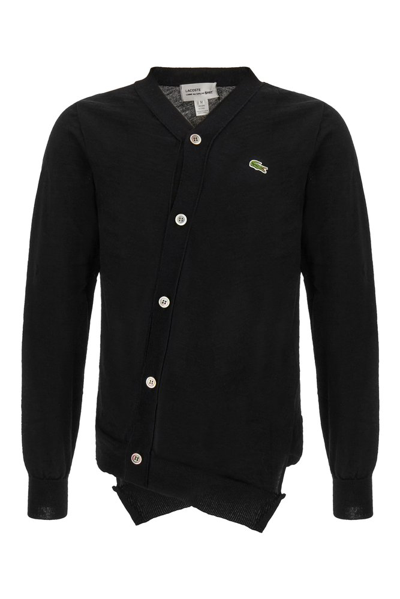 Shop Comme Des Garçons Shirt X Lacoste Logo Patch Buttoned Cardigan In Black