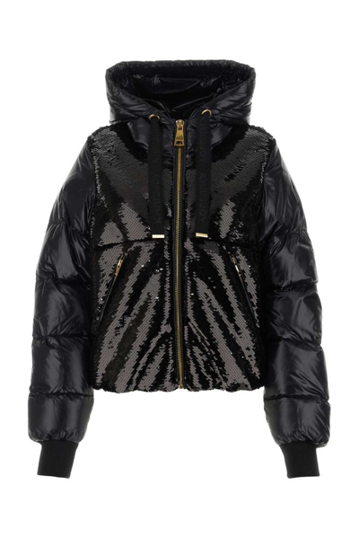 Shop Khrisjoy Sequinned Panelled Down Jacket In Black