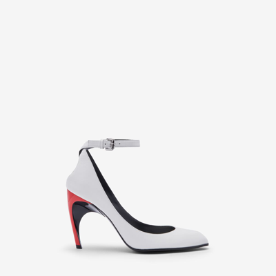 Shop Alexander Mcqueen Armadillo Ankle Strap Pump In Ivory/black/lust Red