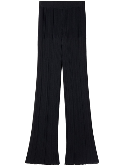 Shop Stella Mccartney Straight-leg Plissé-effect Trousers In Nero
